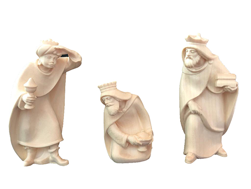 3 Koningen H 9cm - houtsnijwerk/natuur