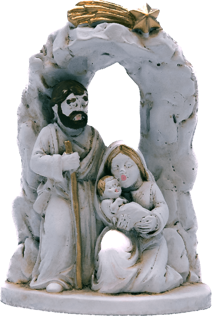 Nativité en résine/blanc cassé - H 5,5x8cm