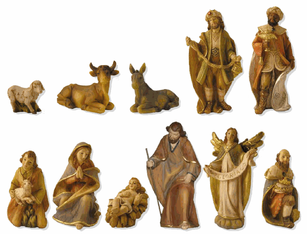 Kerststal Figuren - 11-delig - polystone -H 15cm 