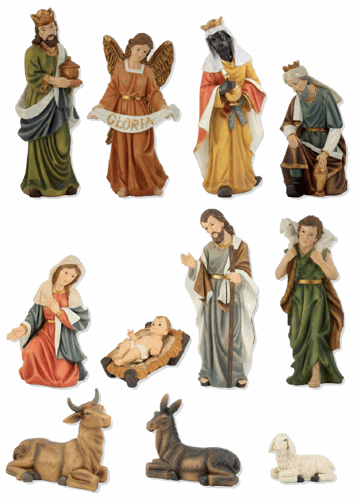 Kerststal Figuren 12-delig - polystone - H 60cm 