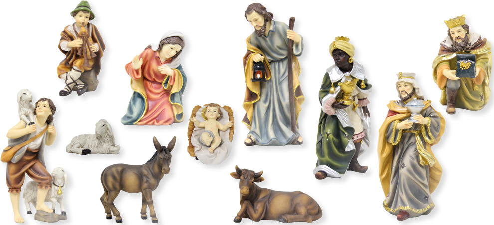 Christmas group 'Mathias' (12 pieces) - polystone  - H 19cm