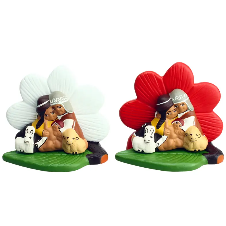 Ste Famille/fleur/terre cuite - 6x7cm - assortiment