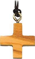 Kruisje op koord/vierkant - olijfhout (25x25mm)