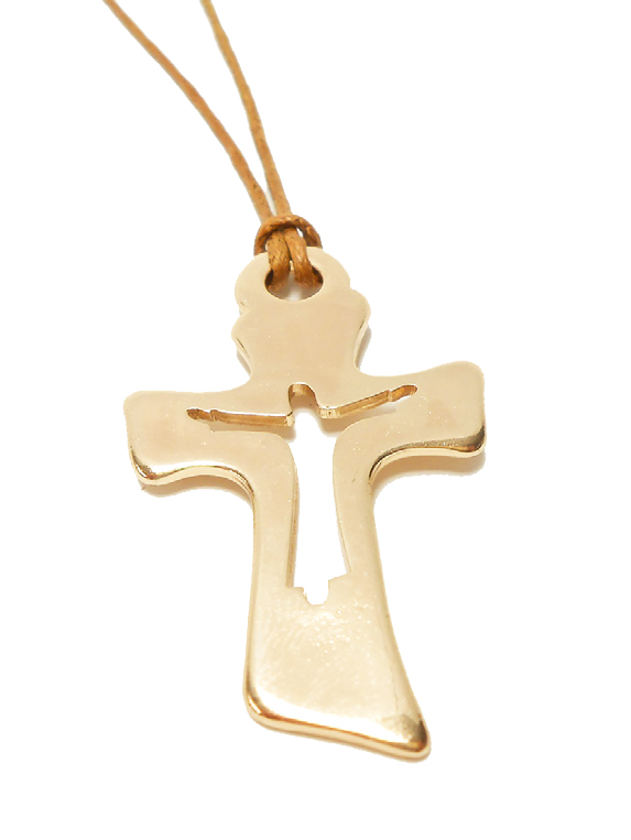 Kruis/koord - verguld/uitgesn.Christus - 45x25mm