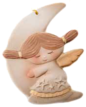 Ange sur lune … suspendre/porcelaine H 10,5cm