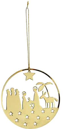 Deco hanger Kerstgroep/metaal/verguld - H 9cm