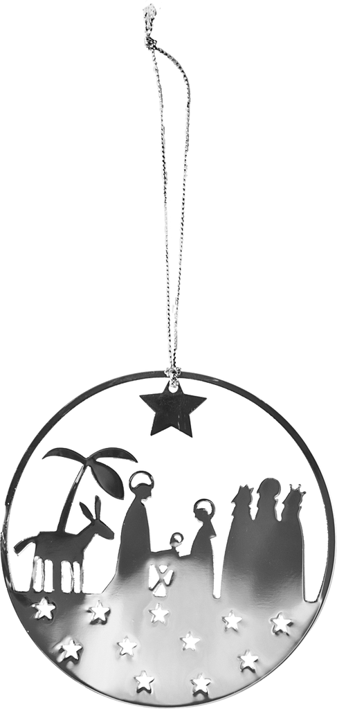 Deco hanger Kerstgroep/metaal - H 9cm