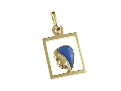 Medaille Vierge/emaille - Argent 925% 3μm Plaqué Or