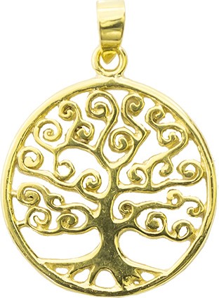 Médaille Arbre de Vie - Argent 925% 3µm Plaqué Or (Ø18mm)