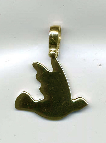 Dove Pendant - 925% Gold Plated Silver 3μm (12x14mm)