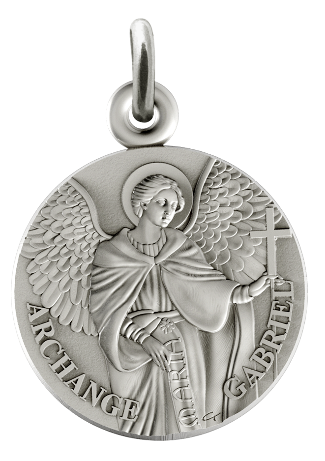 Medal Gabriel - rhodium-plated silver 925‰ (Ø16mm)