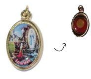 Medaille OLV Lourdes/reliek - metaal/verguld (16x21mm)