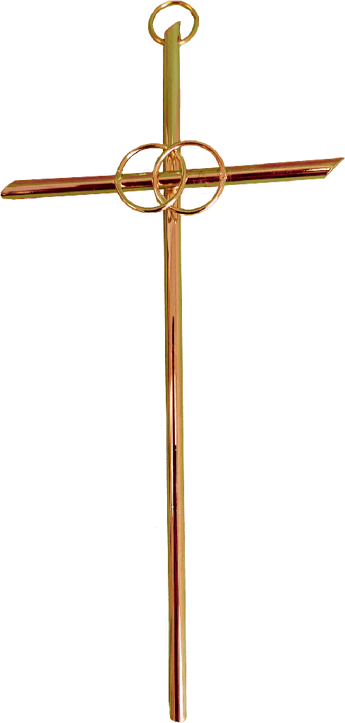 Croix murale avec 2 anneaux - métal/doré (95x200mm)