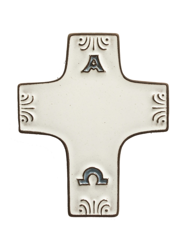 Croix céramique - A & O - blanc (70x90mm)