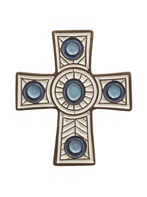 Ceramic cross - modern - white (80x95mm)