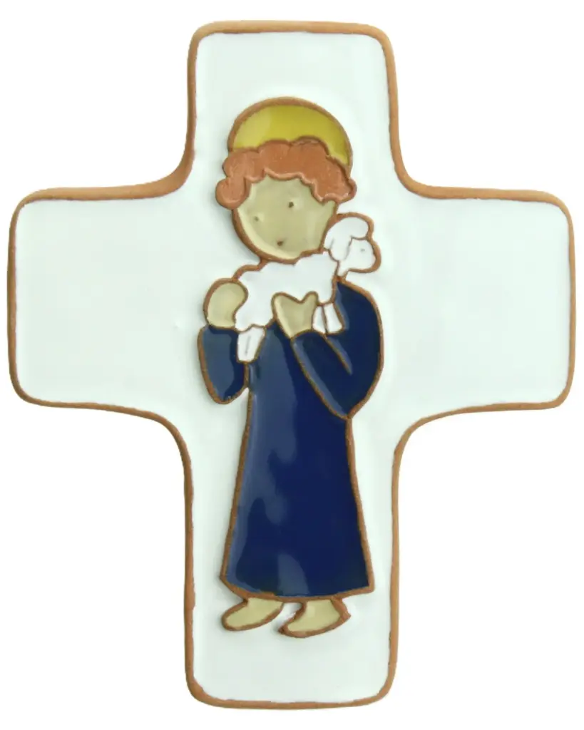 Ceramic cross - Good Shepperd - Darkblue (95x120mm)