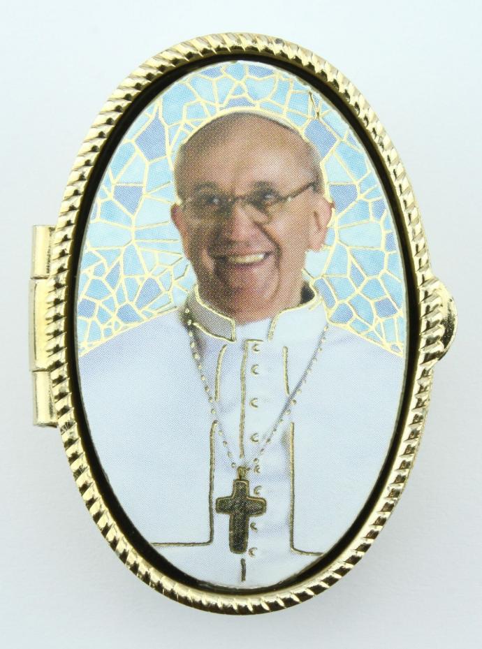Pillendoos Paus Francesco - ovaal/mozaïk (50x35x18mm)