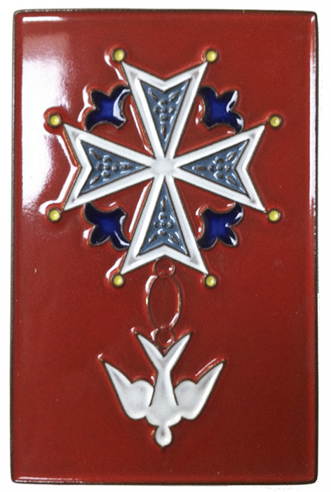 Plaquette céramique croix Huguenote/rouge
