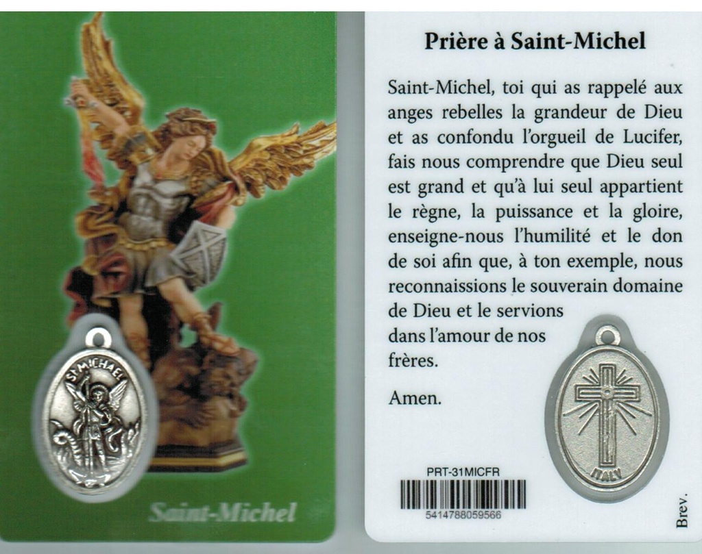 Carte de prière/médaille - St Michel FR (55x85mm)