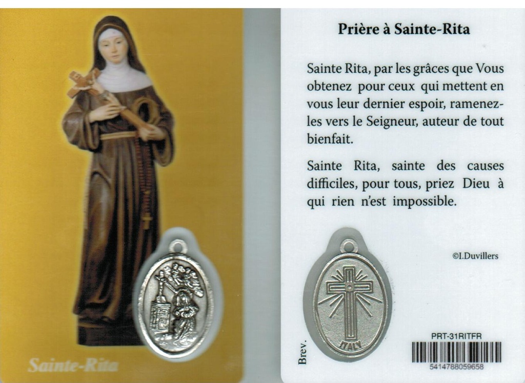 Carte de prière/médaille - Ste Rita FR (55x85mm)