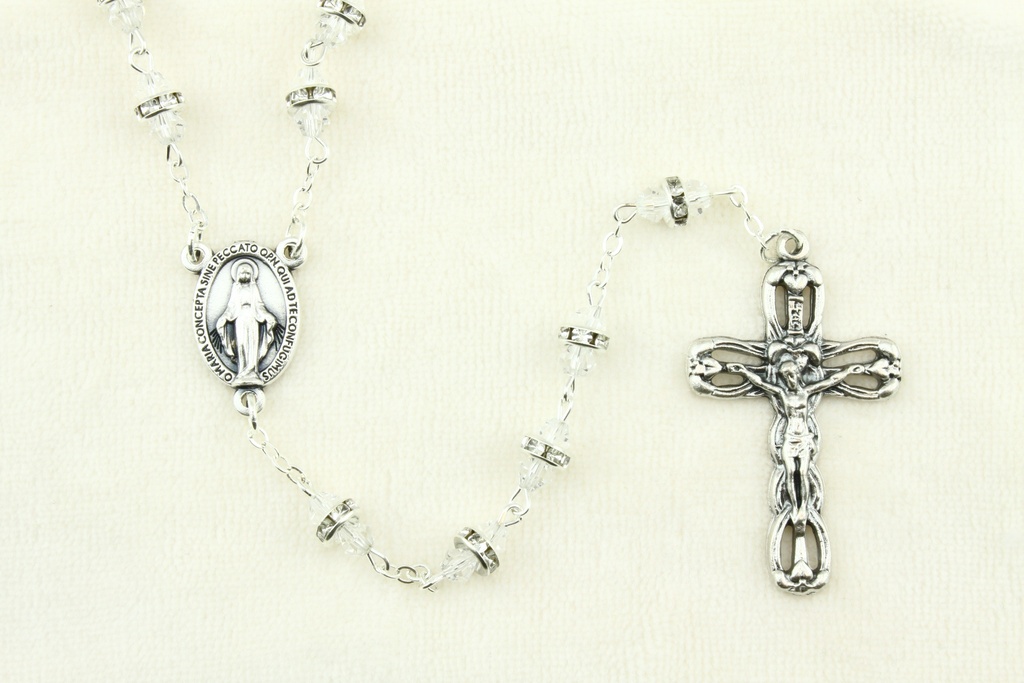 Chapelet - cristaux ronds 3x5mm - blanc