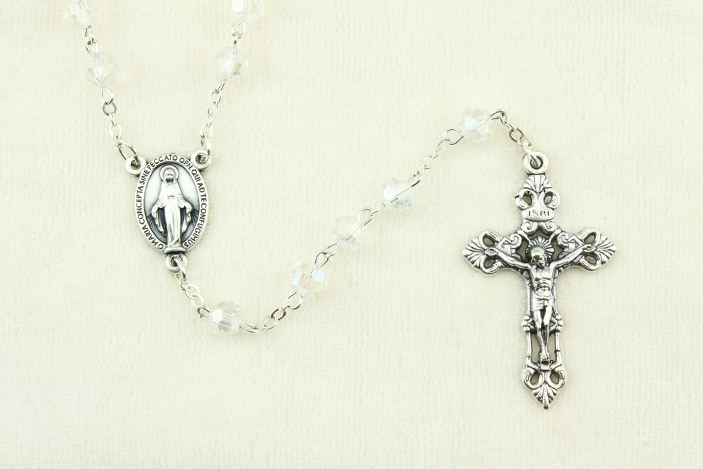 Chapelet - immitation cristal/chaîne - blanche (⌀ 6mm)