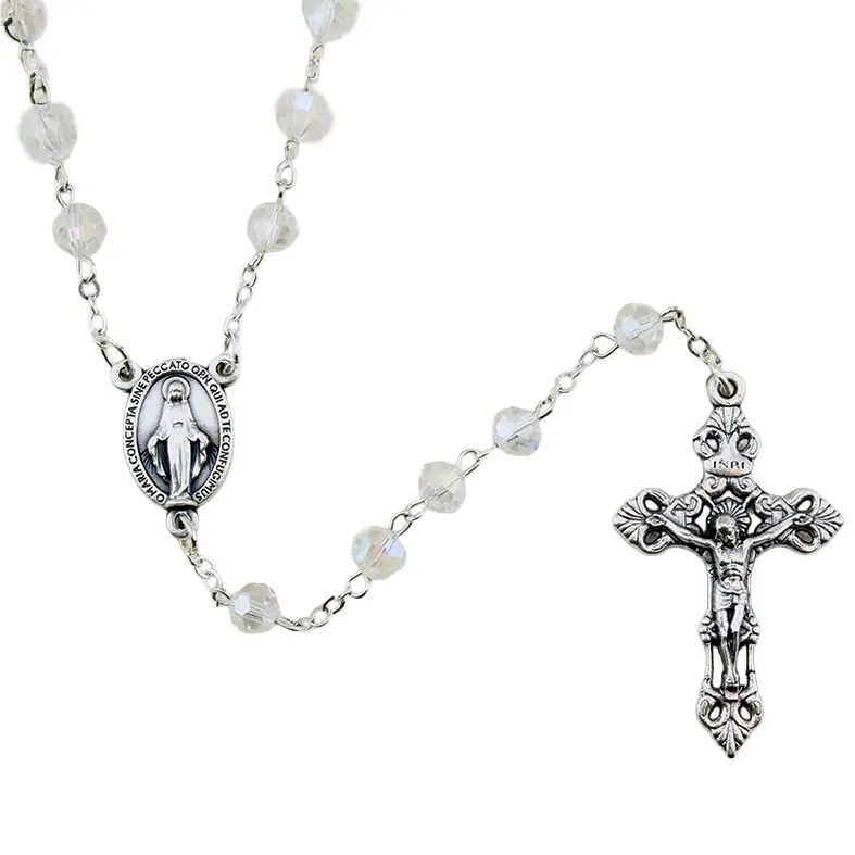 Rozenkrans - imitatie kristalparels/ketting - wit (⌀ 6mm)