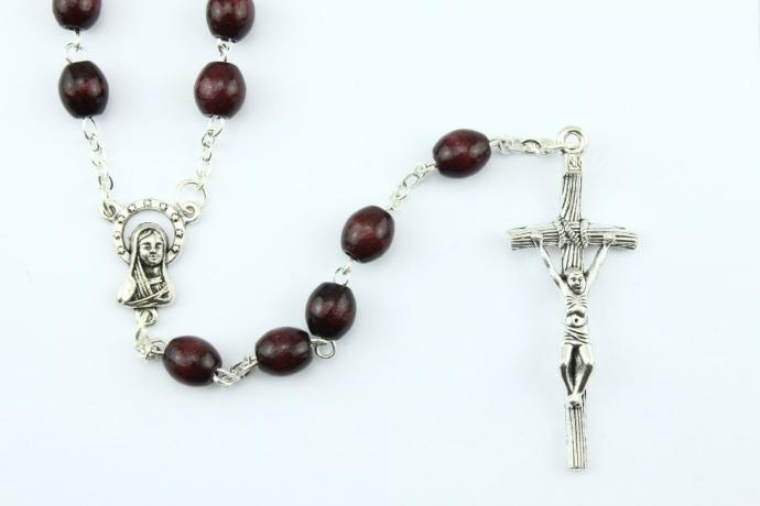 Rozenkrans - houten kralen/ketting - palissander (8x6mm)