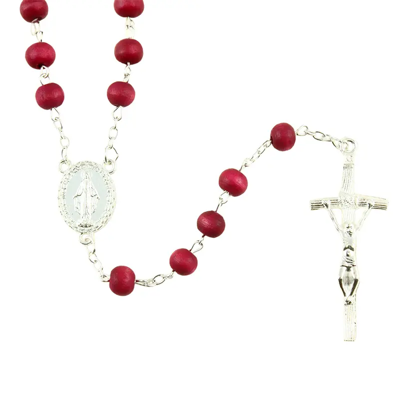 Rosary in wood - parfum rose (7x5mm)