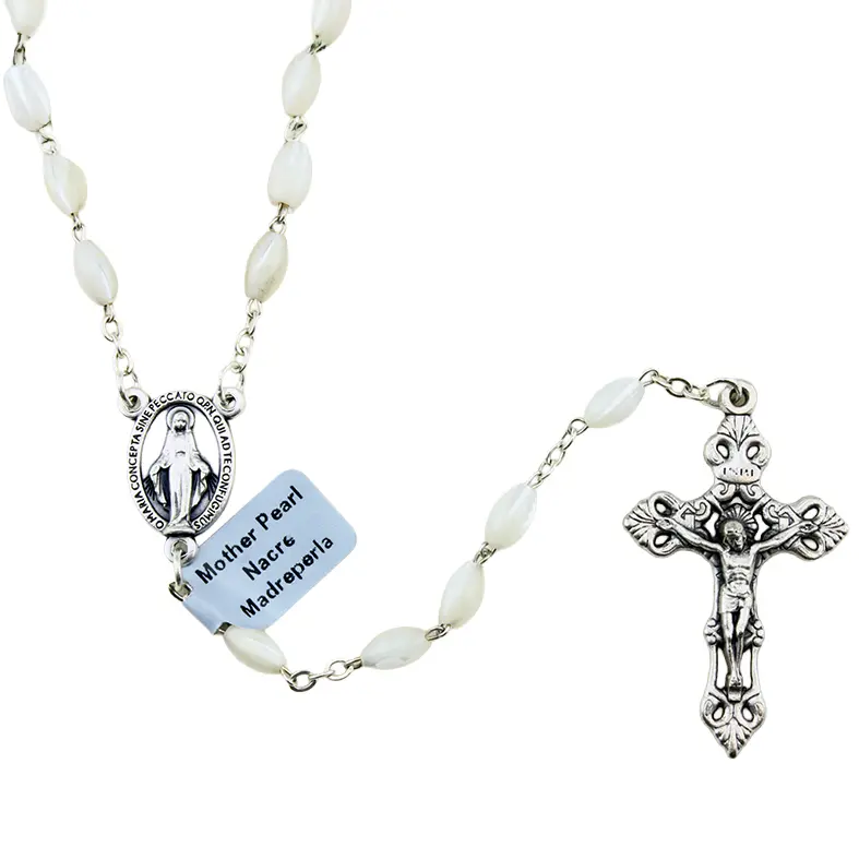 Chapelet - perles en nacre - ovale (7x5mm)