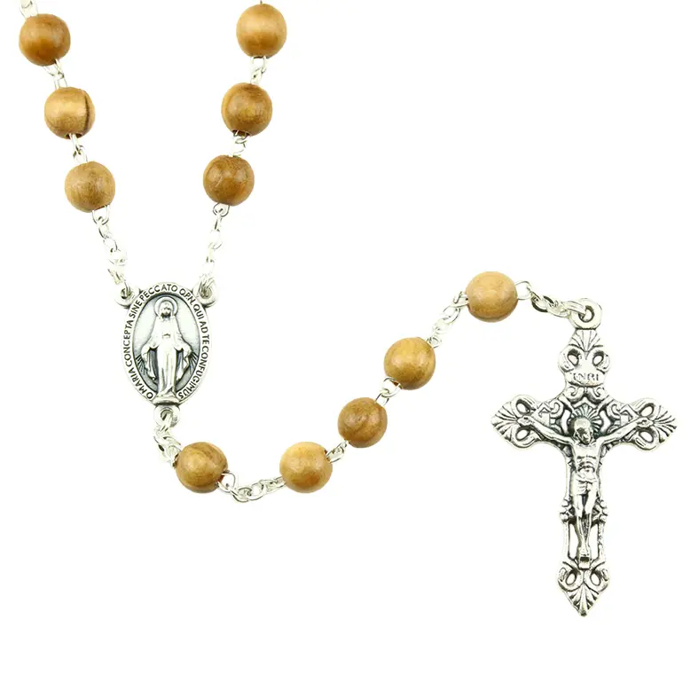 Rozenkrans - olijfhouten kralen/ketting (⌀ 7mm)