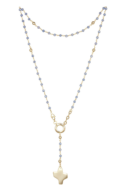 Chapelet/fermoire - métal doré avec cristaux/bleu (⌀5mm)