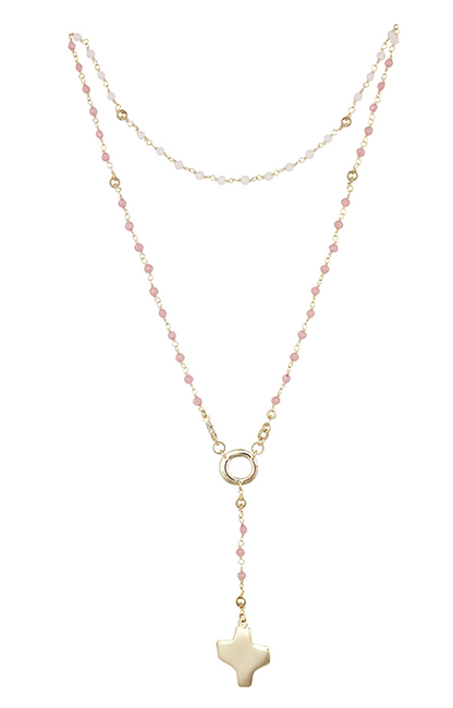 Rozenkranz Kette - Kristall Perle/Rosa - vergoldet (⌀5mm)