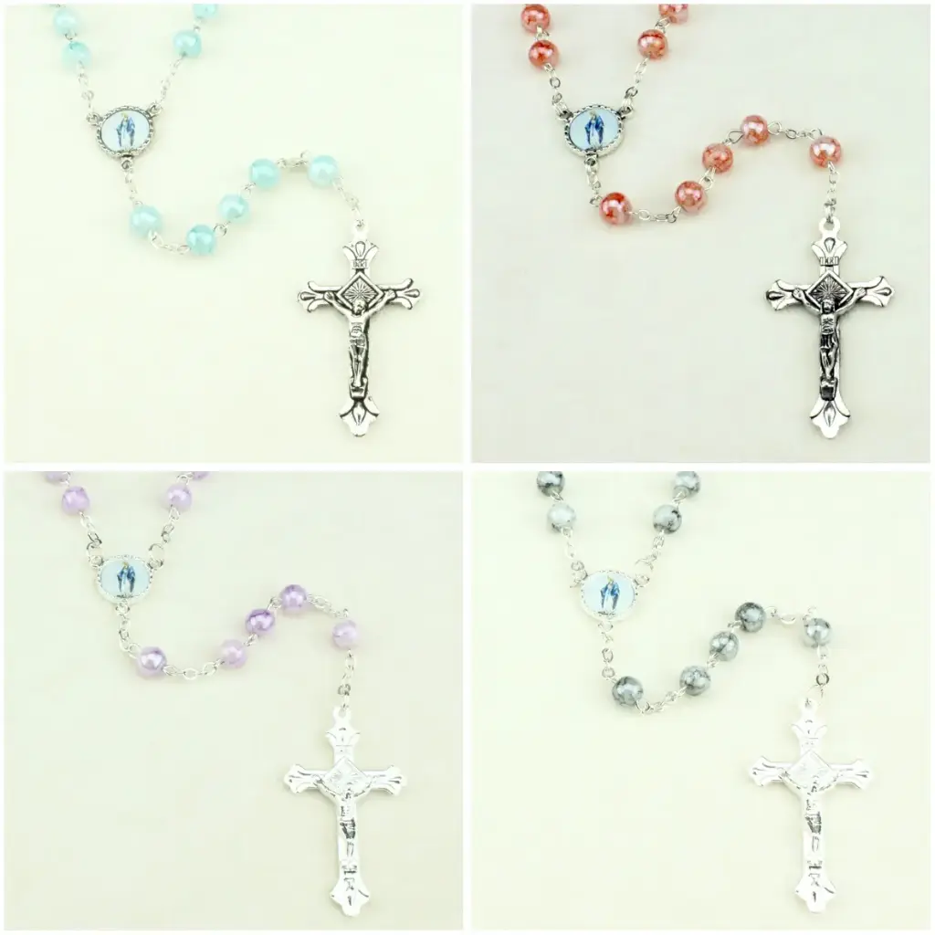 Chapelet - grain en verre - assorti  (⌀6mm)