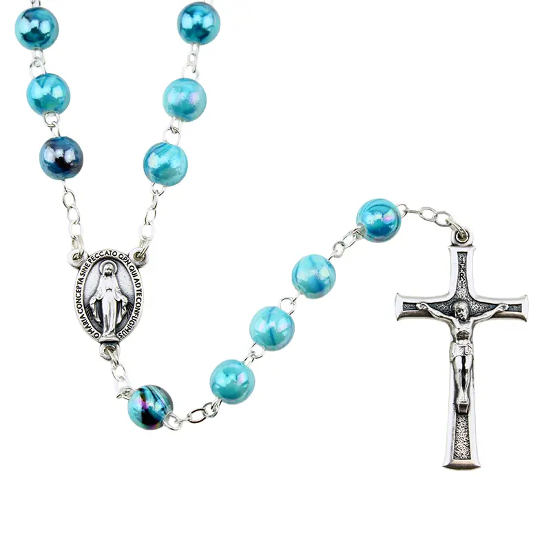 Chapelet - im. perle - bleu ( ⌀ 8mm)