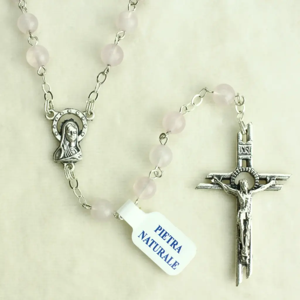 Rozenkrans met halfedelsteen - roze kwarts (⌀6mm)