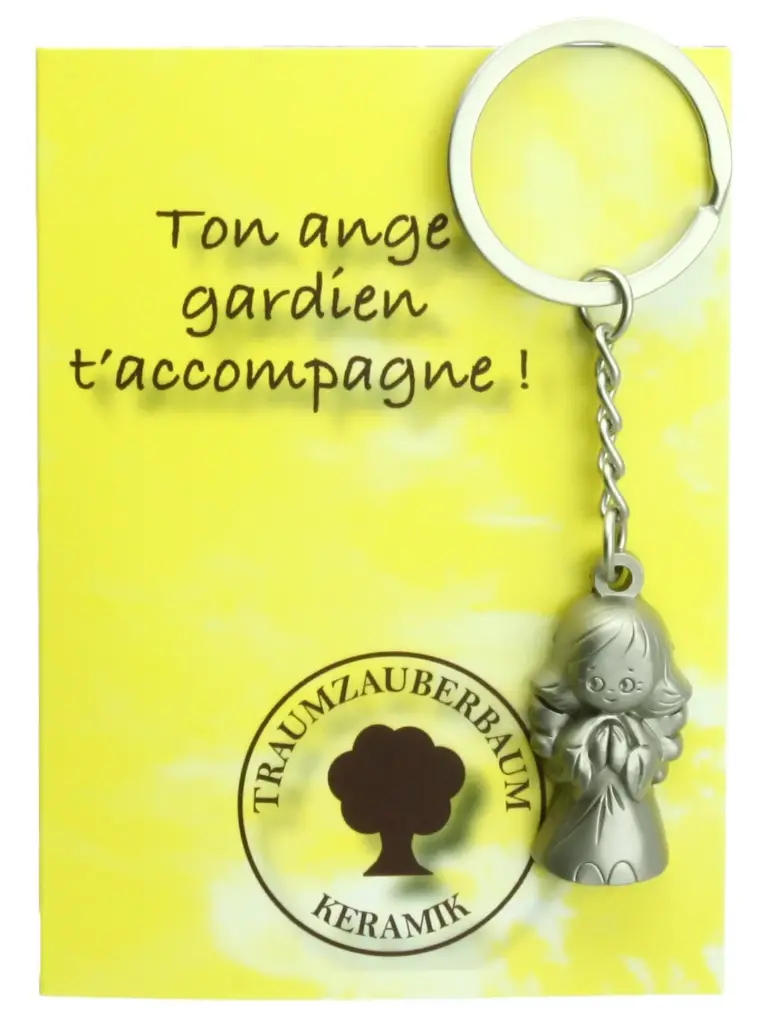 Porte-clef Ange TZB - inox - texte FR (30x17mm)