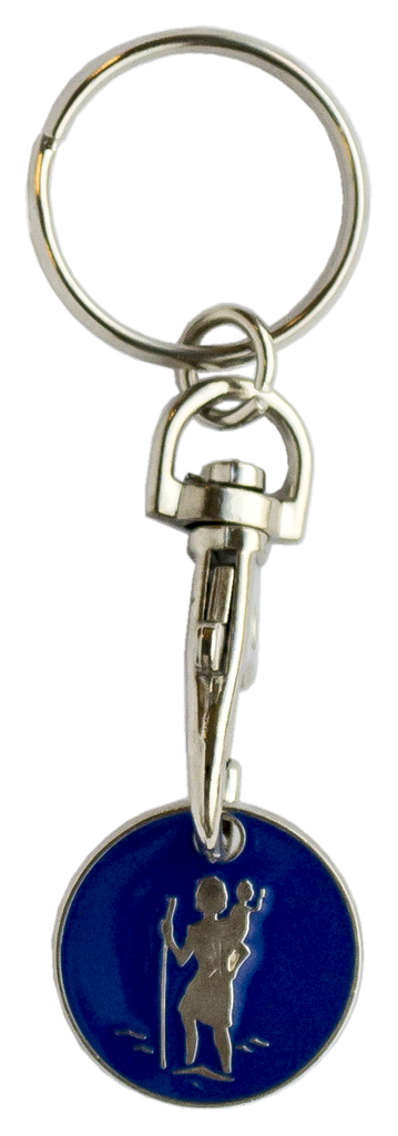 Sleutelhanger St Kristoffel/munt - metaal (60x23mm)
