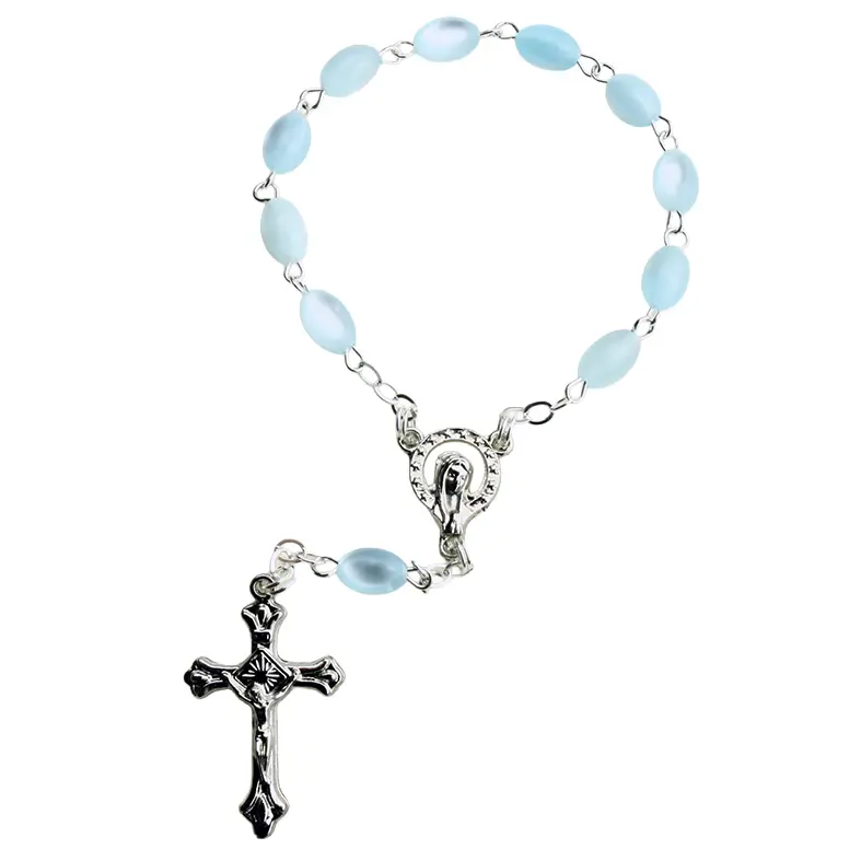 Small rosary - imm. pearl - blue (8x5mm)