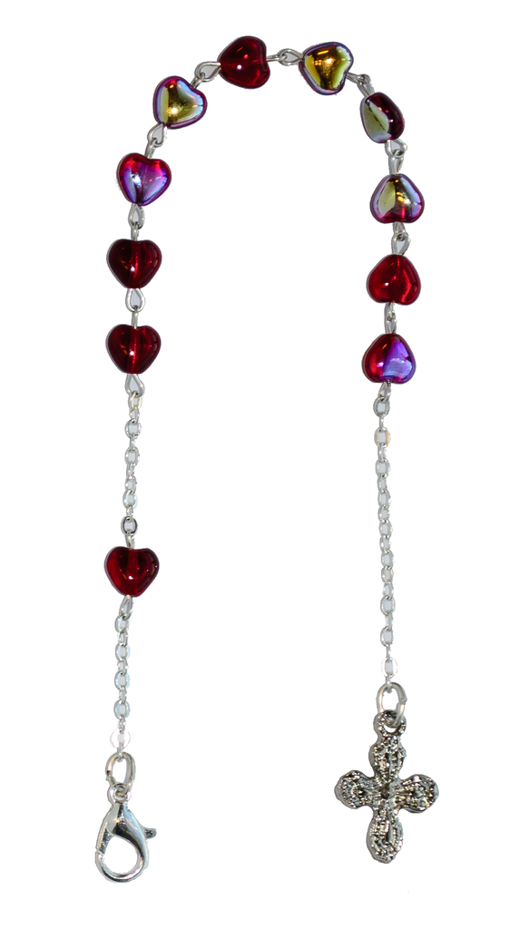 Tientje - glazen hartjes - rood (7x6mm)