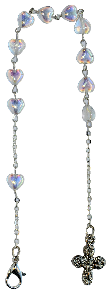 Mini-rosenkranz - Glasperle/Kette/Verschluss - transparant (7x6mm)