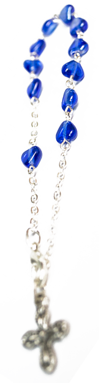 Dizainier avec fermoire - coeurs im. nacre - bleu (6x6mm)