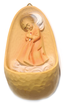 Bénitier Ange - résine/rose