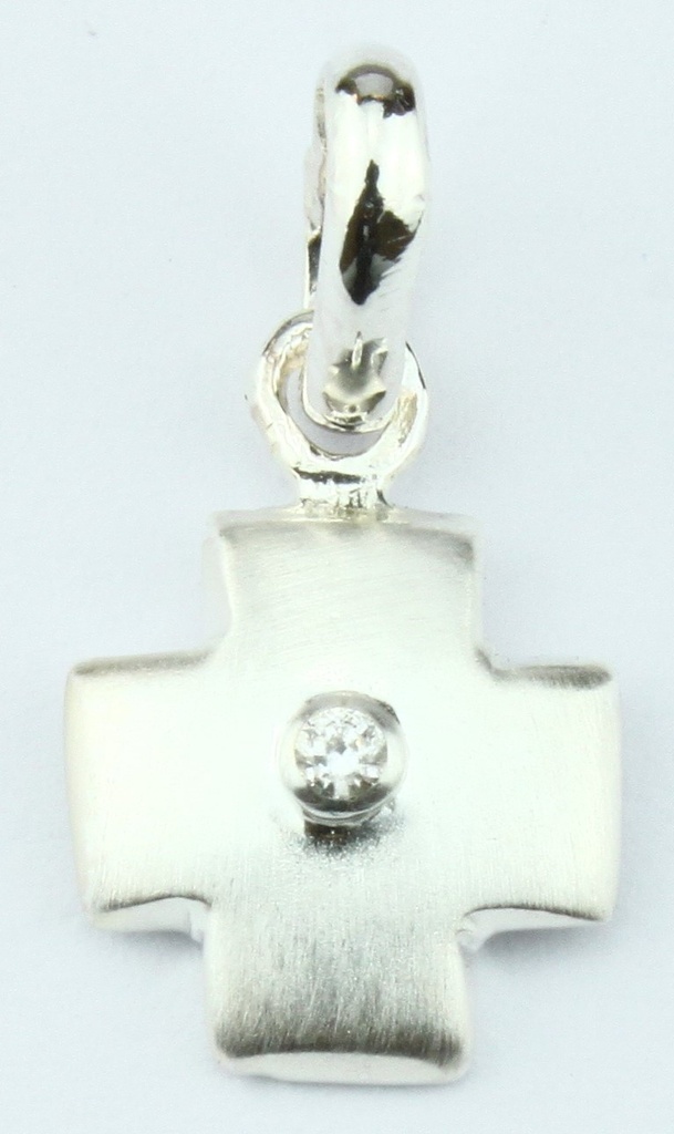 Kruisje effen/wit steentje - gerhodineerd Ag 925‰ (9x9mm)