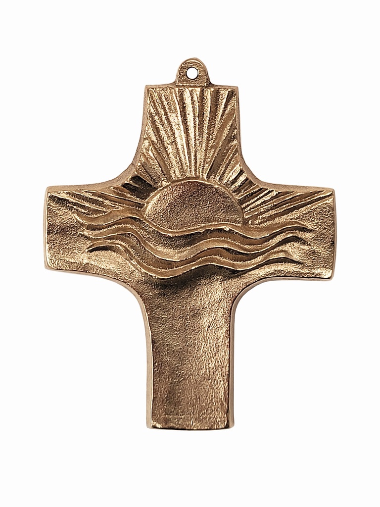 Croix murale bronze/MRL - 'Couché de soleil' (70x90mm)