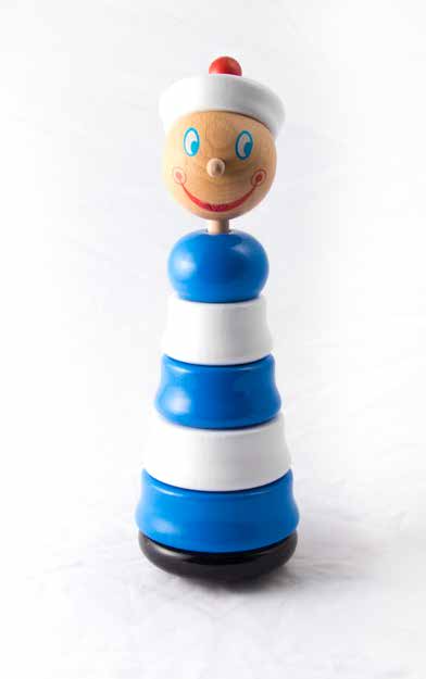 JOUET EN BOIS DU JURAS EMPILABLE MARIN H 25,5 CM