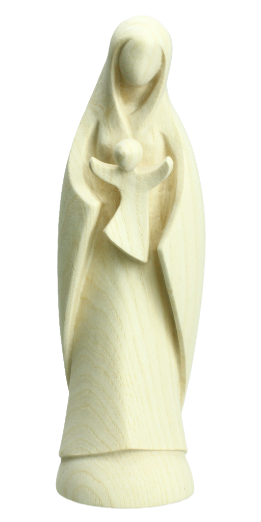 Statue Madonna mit Kind/Modern - Schnitzerei - Natur (20cm) 