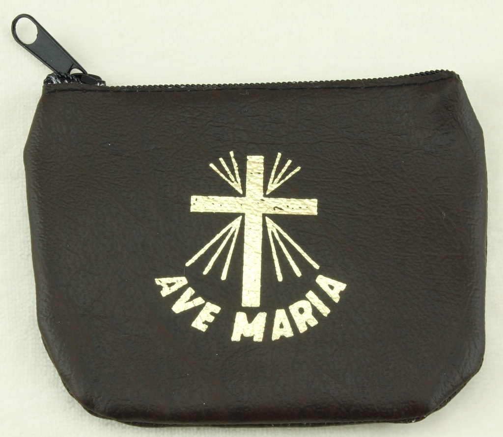 Rozenkranstäsche - Leder/Braun - Ave Maria (90x70mm)