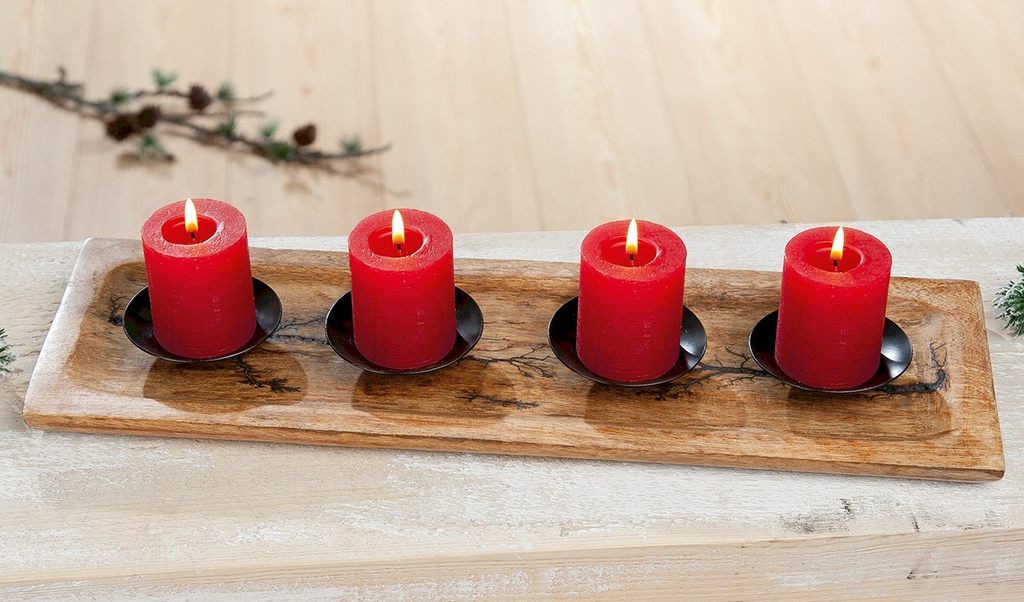 Adventsleuchter rechteckig "Rustik" - Holz - 46cm