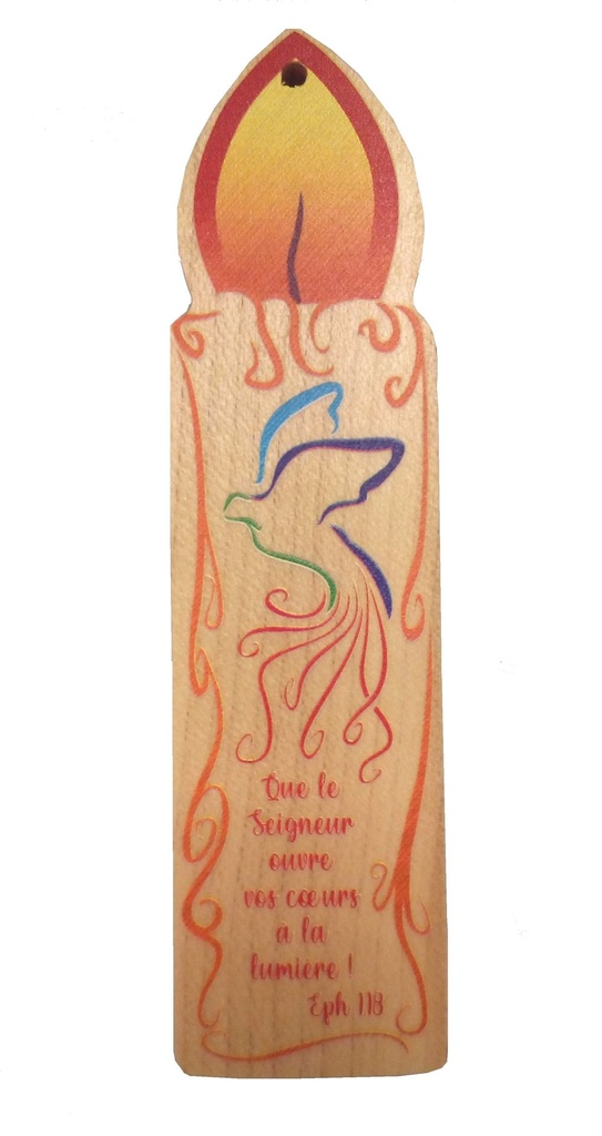 Kerze/Holz - Magnet - "Que le Seigneur..." (135x35mm)